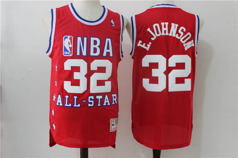 Men Los Angeles Lakers #32 Johnson Red All Star NBA Jerseys